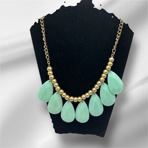 Elegant Gold and Mint Teardrop Necklace